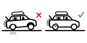 Auto in verschillende situaties kogeldruk auto